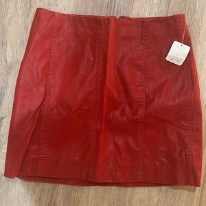 Free People NWT red suede mini skirt size 8